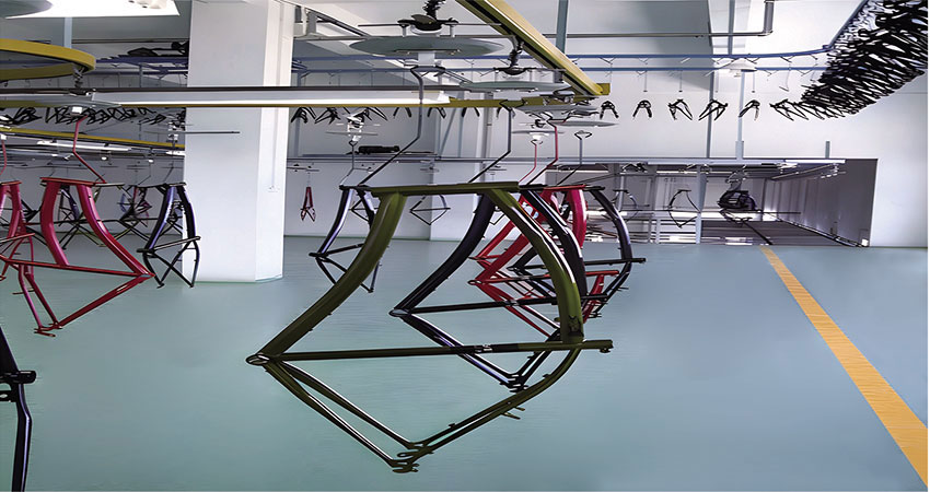 Automatic paint-coating production line.