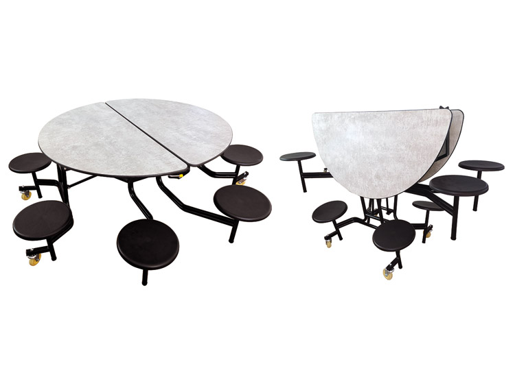 Folding table with round stool surface